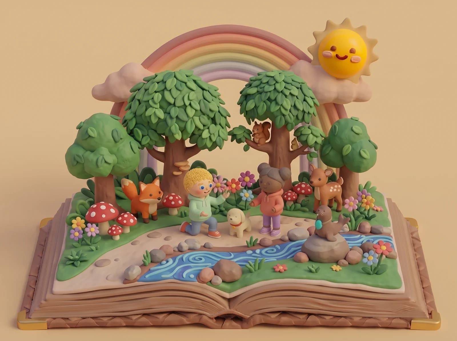Mini-Welt „Wald-Abenteuer“ als aufgeklapptes Pop-up-Buch